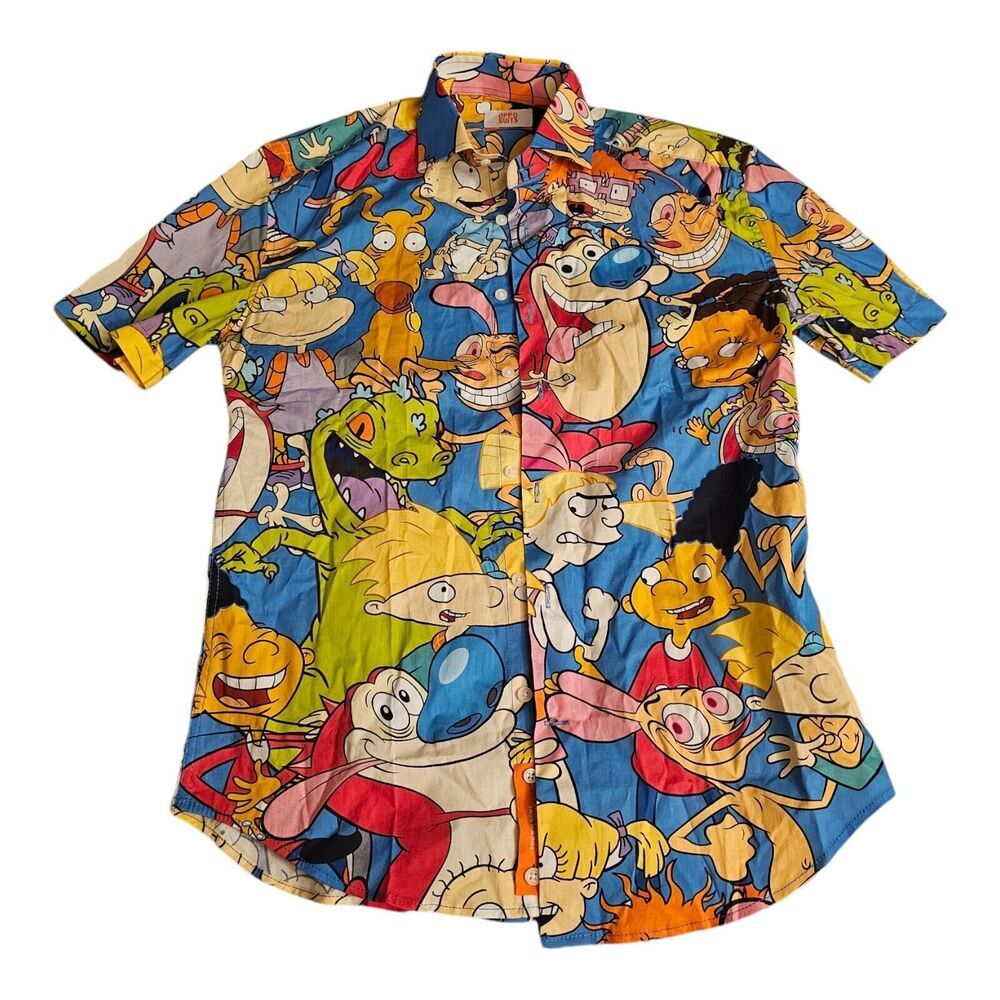 OppoSuits Nickelodeon AOP Hawaiian Shirt Size XS 90s Throwback